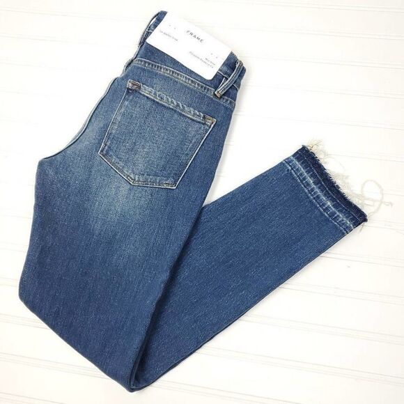 FRAME Size 25 Le Garcon Release Hem Crop Boyfriend Jeans - Picture 15 of 15